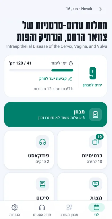 meתמחה: לימוד לשלב א' בגינקולוגיה